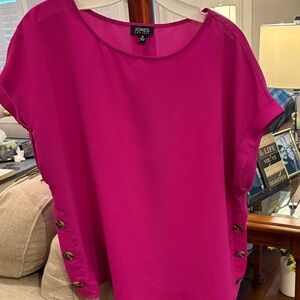 Jones New York Magenta Blouse with Side Buttons